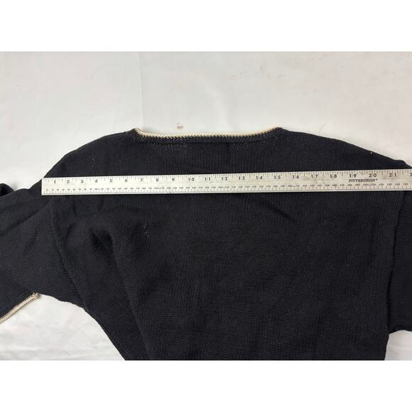 Tiara International Black Red Beaded Embroidery Knit Sweater Cardigan NWT 1990s - Picture 13 of 14